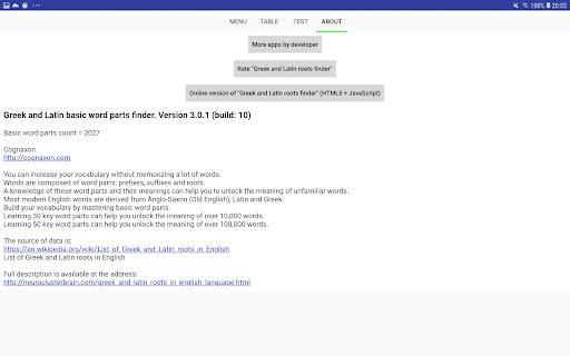 Greek and Latin roots finder Screenshot