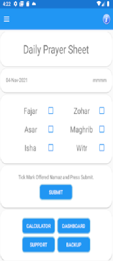 Android application Qaza-e-Umri screenshort