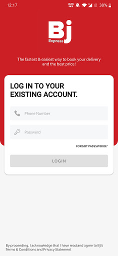 Android application BJ Express Center screenshort