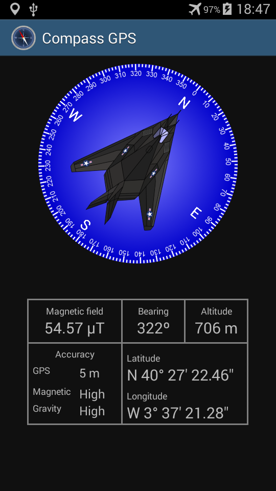 Android application Compass with GPS screenshort