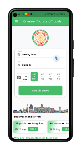 Oneness Tours and Travels Screen 2