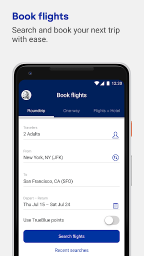 Screenshot of JetBlue - Book & manage trips