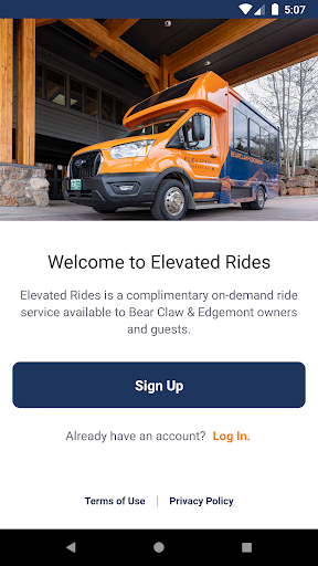 Android application Elevated Rides screenshort