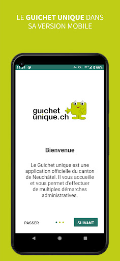 Android application Guichet unique screenshort