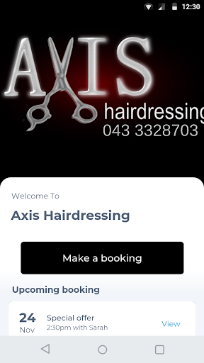Android application Axis Hairdressing screenshort