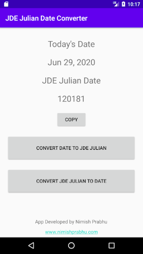 Android application JDE Julian Date Converter screenshort