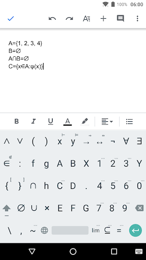 Android application Set Theory Keyboard screenshort