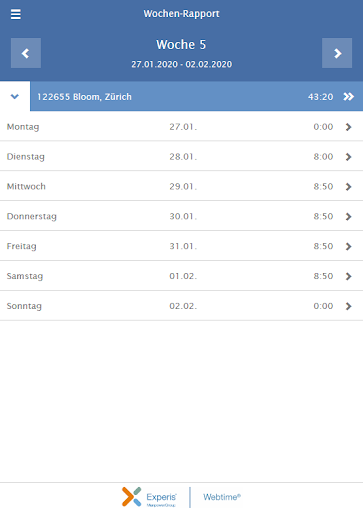 Experis WebTime Screen 3