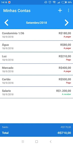 Android application Minhas Contas Premium screenshort