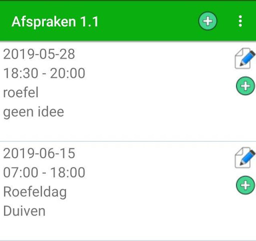 Android application Afspraken screenshort