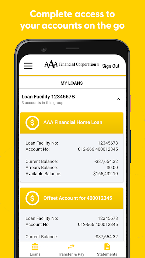 AAA Financial Mobile Access Screen 3