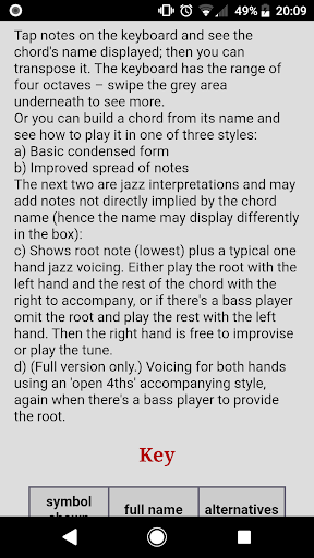 Jazz Piano Chords lite Screen 3