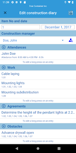 Site Diary Screen 2