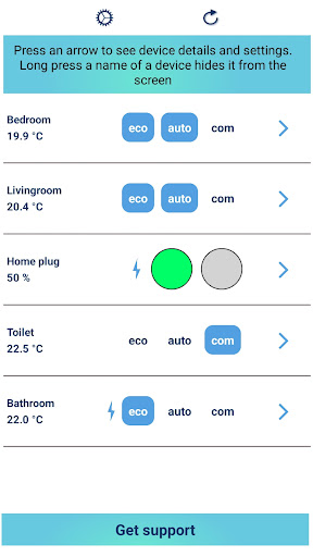Android application ecoControl screenshort