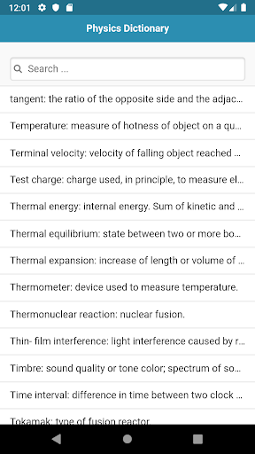 Physics Dictionary Screen 2