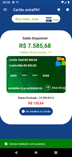 Cartão extraPay Screen 2