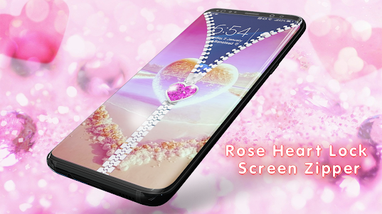 Rose Heart Lock Screen Zipper