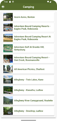 Pennsylvania State Campgrounds Screen 3