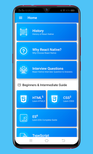 Android application Learn React Native Offline screenshort