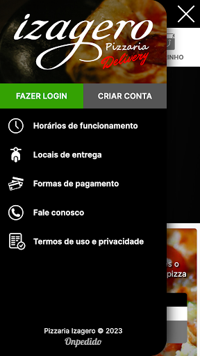 Android application Pizzaria Izagero screenshort