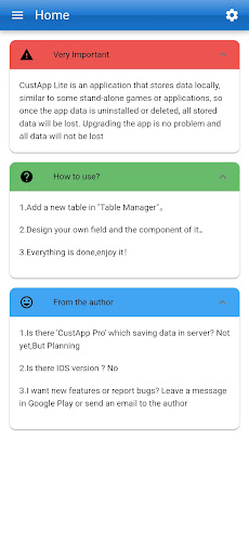 Android application CustApp Lite screenshort