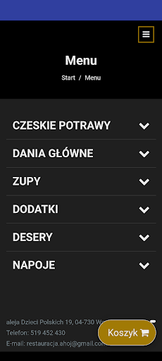 Android application Restauracja czesko polska Ahoj screenshort
