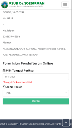 Pendaftaran RSUD Dr. Soedirman