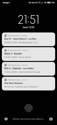 Android application Vite Mes Horaires screenshort