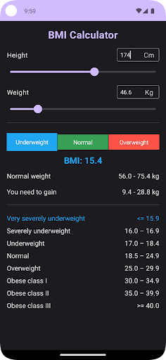 Android application BMI Calculator - Tính Toán BMI screenshort