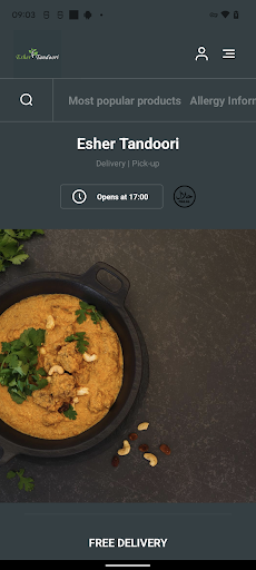 Android application Esher Tandoori screenshort