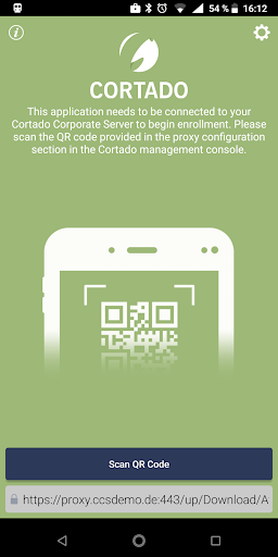 Screenshot of Cortado NFC Enrollment