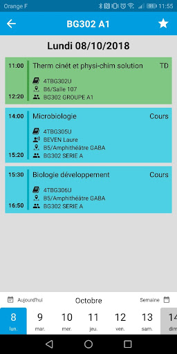 Android application University Bordeaux Schedule screenshort