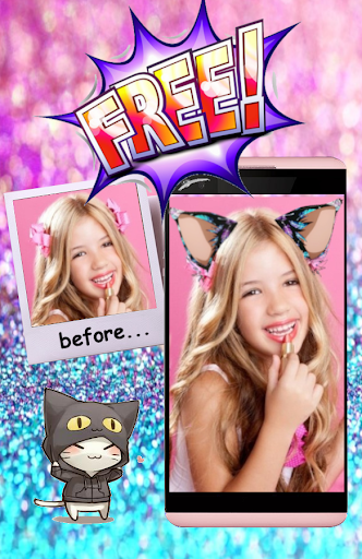 Kawaii neko cat face photo ed