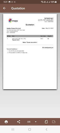 Box, Paper Weight Calculator Screen 3