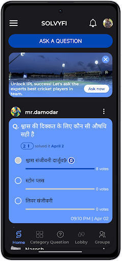 Android application Solvyfi-LiveQnA, ActivePolling screenshort