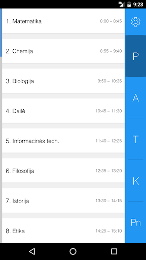 Android application Pamokų Tvarkaraštis screenshort