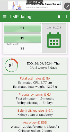 Gestational Age Calculator Screen 2