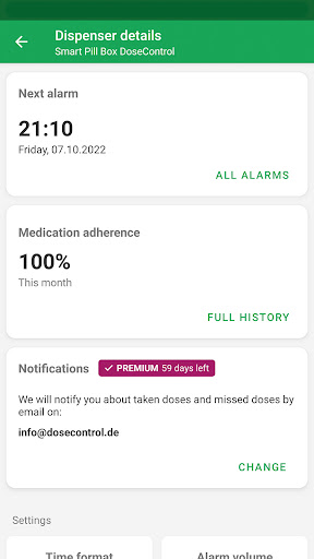 Android application DoseControl WIFI screenshort