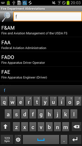Fire Department Abbreviations Screen 3