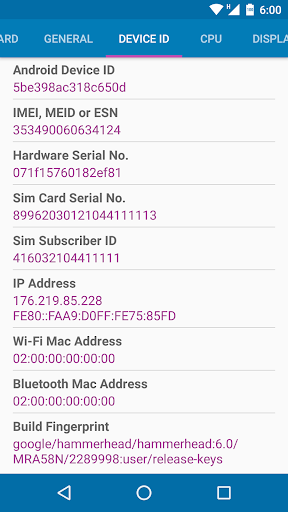Device Info Screen 3