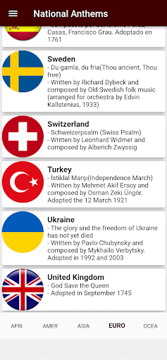 National anthems countries Screen 3