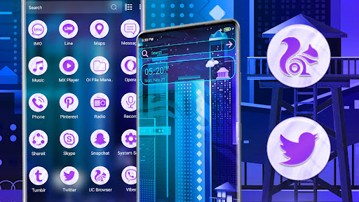 Colorful City Skyline Theme Screen 3