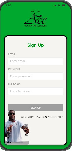 Android application Ace bar Services screenshort