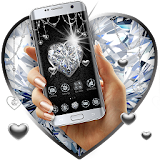 Silver Glittery Diamond Hearts Launcher Theme icon