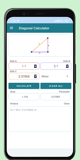 Diagonal Calculator Screen 2