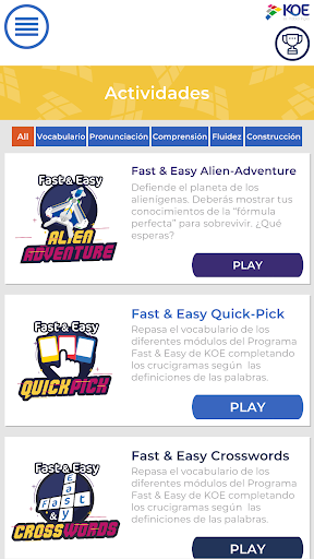 Android application KOE Plus screenshort