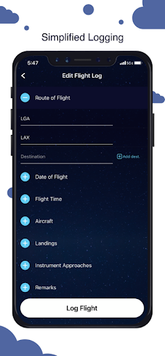 Chronos: Pilot Logbook Screen 2