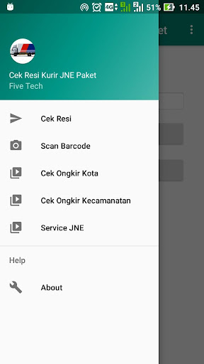 Android application Cek Resi Paket JNE screenshort