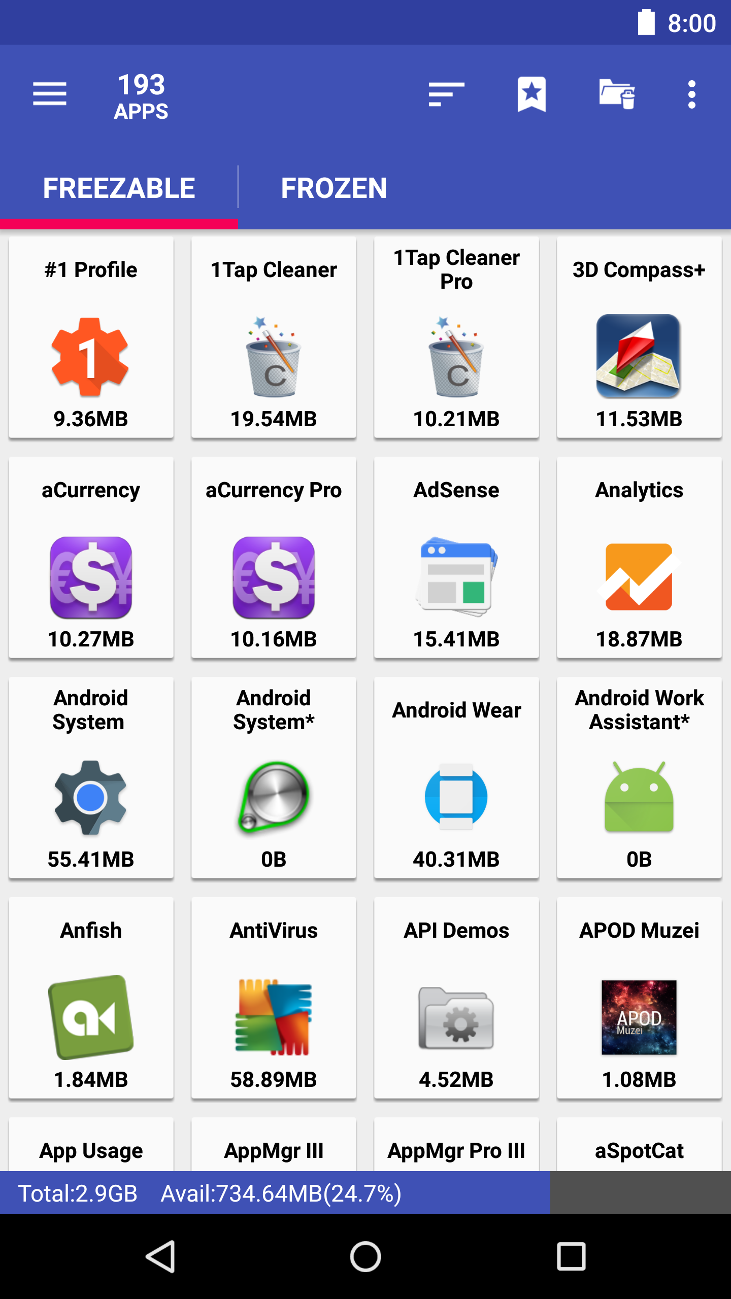Android application AppMgr Pro III (App 2 SD) screenshort
