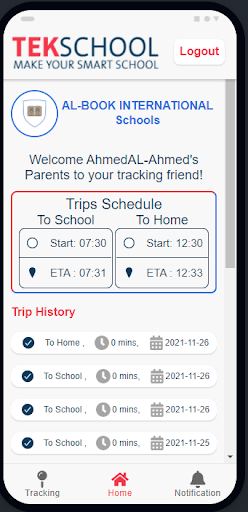 Android application Tek Tracking Parents screenshort